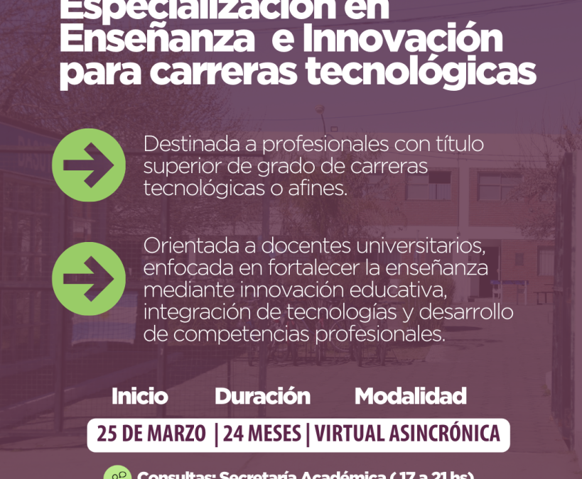 Especialización en Enseñanza e Innovación para Carreras Tecnológicas